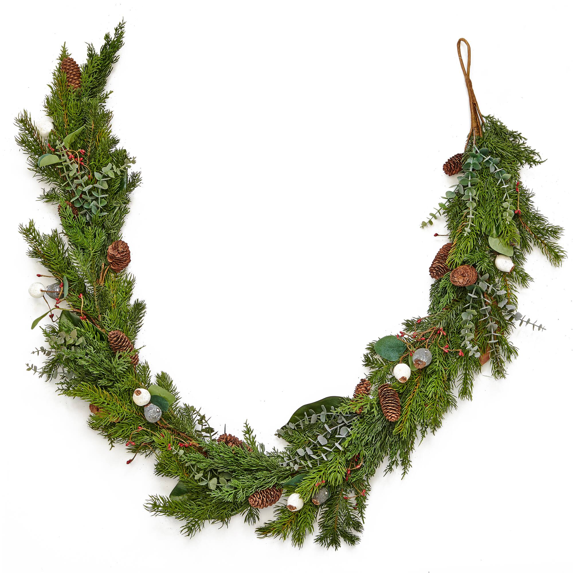 69" Evergreen Pine Cypress Pinecones & Fig Artificial Garland